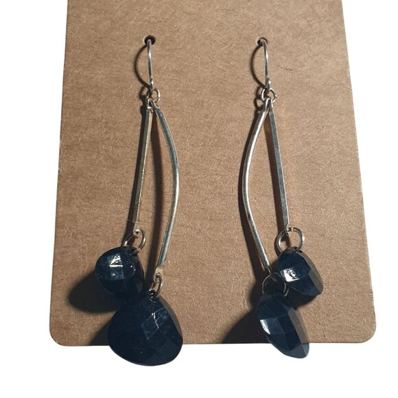 Earrings Modern Drop Vintage Faceted Black Beads Lightweight Jewelry Mom Gift - Picture 2 of 4